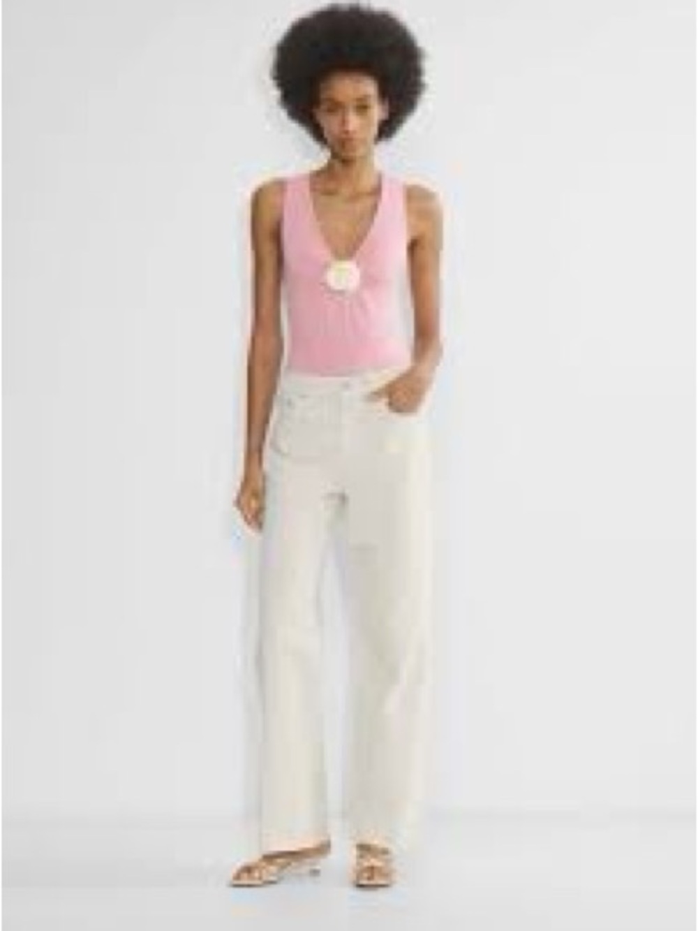 NWOT Aritzia Wilfred Goodlux Bloom Pink Tank Top with Center Rosette XL Womens - Picture 9 of 13